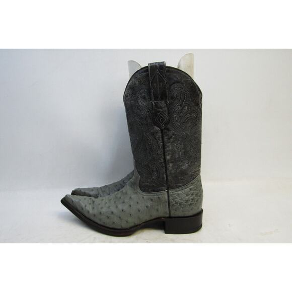 Correcaminos Mens Size 9 Black Leather Gray Smooth Ostrich Cowboy Boots main image 10